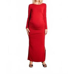 NEW NOM MATERNITY curve long sleeve maternity maxi dress in merlot
